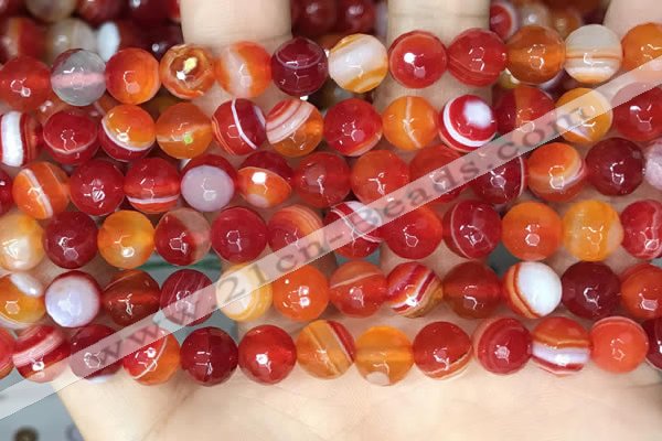 CAA5207 15.5 inches 8mm faceted round banded agate beads