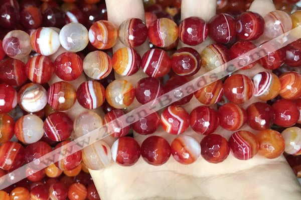 CAA5208 15.5 inches 10mm faceted round banded agate beads