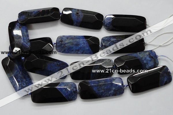 CAA521 15.5 inches 25*56mm faceted rectangle agate druzy geode beads