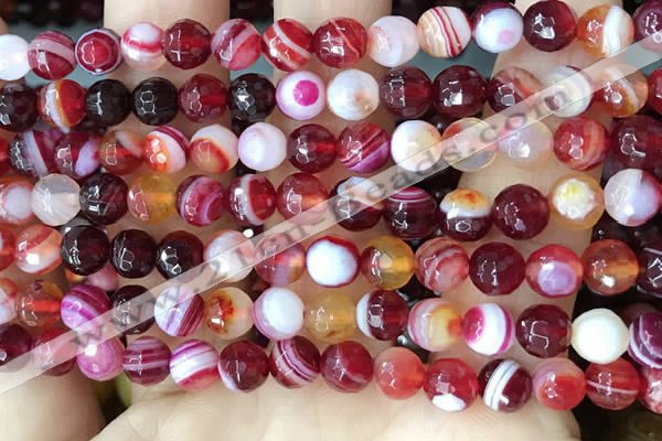 CAA5213 15.5 inches 6mm faceted round banded agate beads