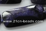 CAA522 15.5 inches 25*56mm faceted rectangle agate druzy geode beads