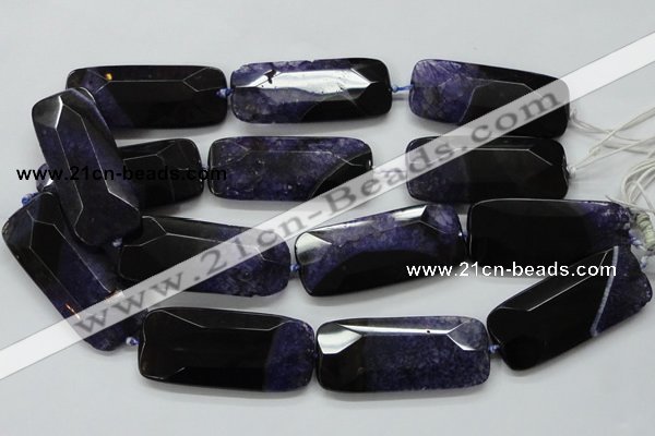 CAA522 15.5 inches 25*56mm faceted rectangle agate druzy geode beads