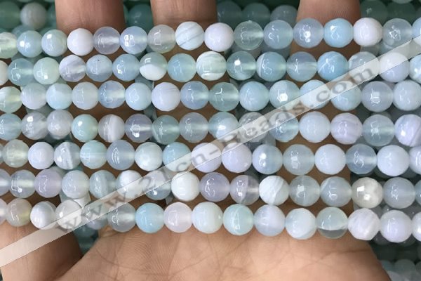 CAA5220 15.5 inches 6mm faceted round banded agate beads