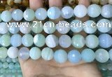 CAA5224 15.5 inches 14mm faceted round banded agate beads