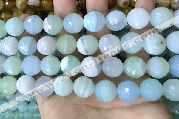 CAA5225 15.5 inches 16mm faceted round banded agate beads