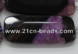 CAA523 15.5 inches 25*56mm faceted rectangle agate druzy geode beads