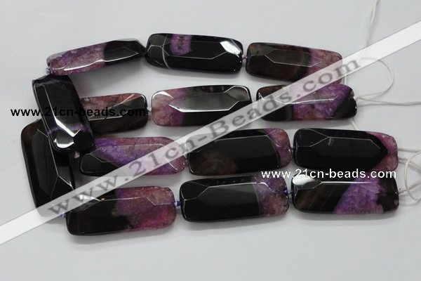 CAA523 15.5 inches 25*56mm faceted rectangle agate druzy geode beads