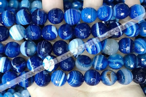 CAA5230 15.5 inches 12mm faceted round banded agate beads