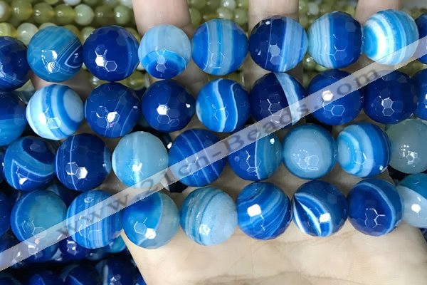 CAA5232 15.5 inches 16mm faceted round banded agate beads