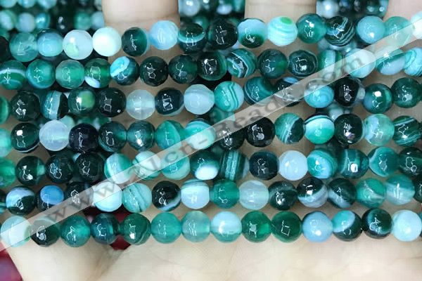 CAA5241 15.5 inches 6mm faceted round banded agate beads