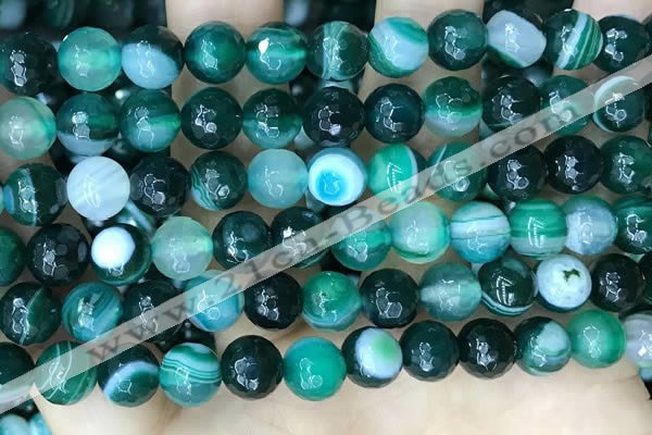 CAA5242 15.5 inches 8mm faceted round banded agate beads