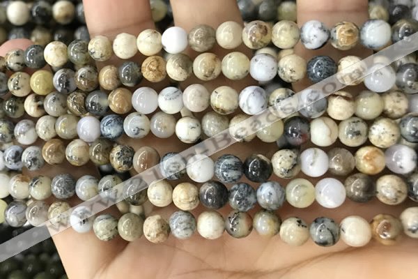 CAA5255 15.5 inches 4mm round dendrite agate beads wholesale