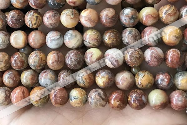 CAA5274 15.5 inches 12mm round natural red crazy lace agate beads