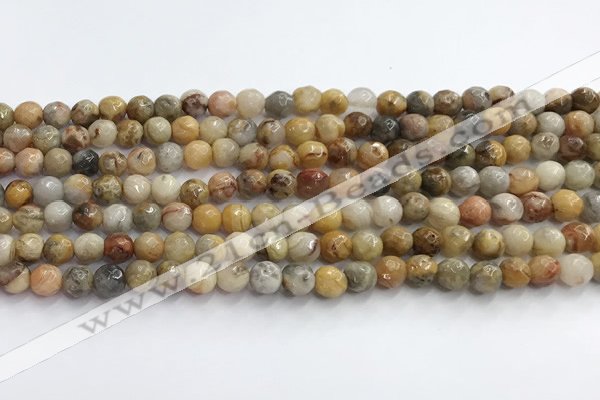 CAA5290 15.5 inches 4mm faceted round crazy lace agate beads wholesale