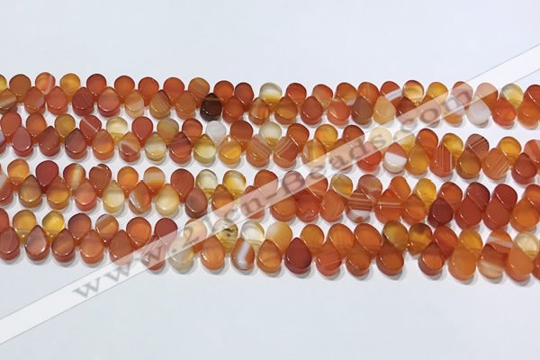 CAA5301 Top drilled 6*8mm flat teardrop line agate beads