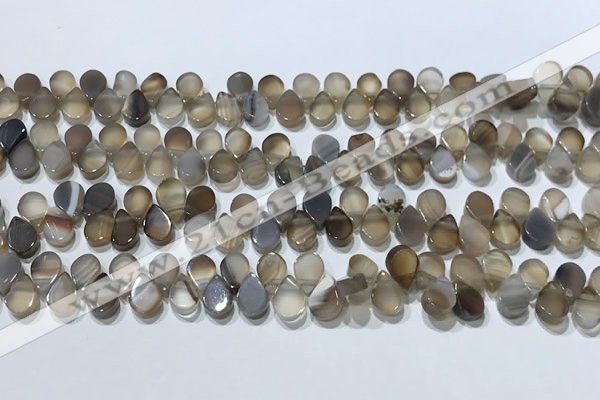 CAA5302 Top drilled 6*8mm flat teardrop line agate beads