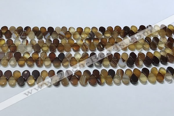CAA5304 Top drilled 6*8mm flat teardrop line agate beads