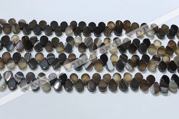 CAA5305 Top drilled 6*8mm flat teardrop line agate beads