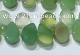 CAA5306 Top drilled 6*8mm flat teardrop line agate beads