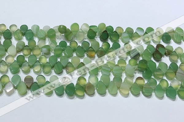 CAA5306 Top drilled 6*8mm flat teardrop line agate beads