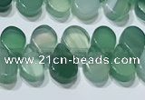 CAA5307 Top drilled 6*8mm flat teardrop line agate beads