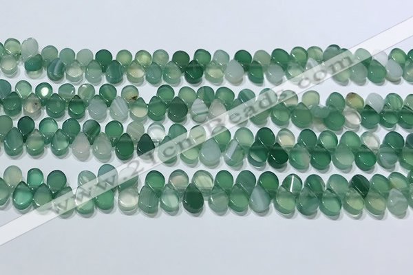 CAA5307 Top drilled 6*8mm flat teardrop line agate beads