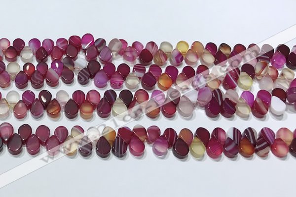 CAA5309 Top drilled 6*8mm flat teardrop line agate beads