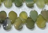 CAA5311 Top drilled 6*8mm flat teardrop line agate beads