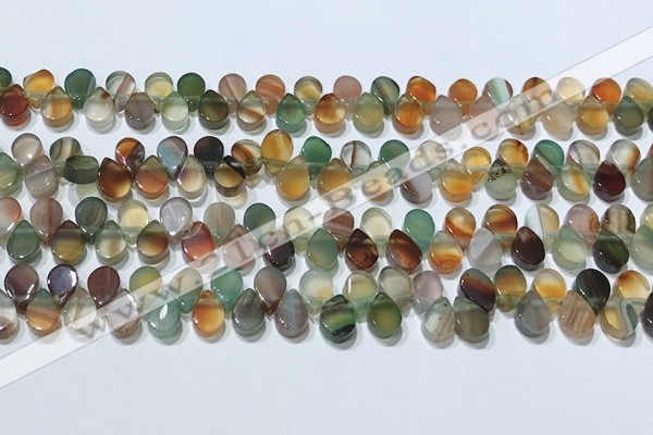 CAA5312 Top drilled 6*8mm flat teardrop line agate beads