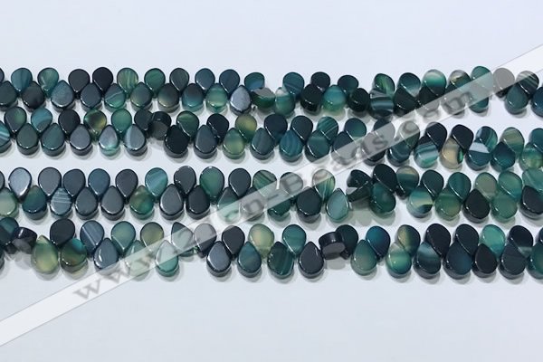 CAA5317 Top drilled 6*8mm flat teardrop line agate beads