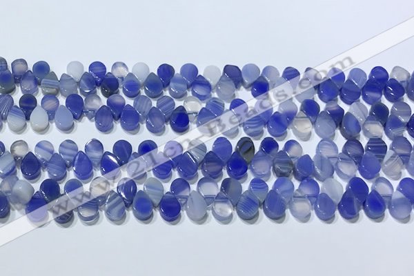 CAA5318 Top drilled 6*8mm flat teardrop line agate beads