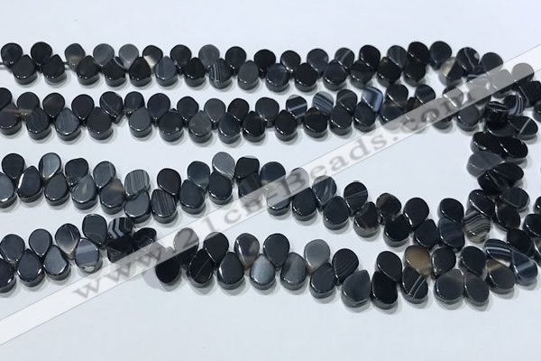 CAA5322 Top drilled 6*8mm flat teardrop line agate beads