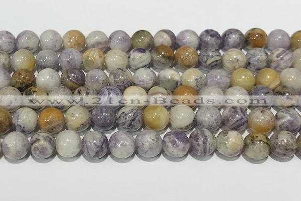 CAA5487 15 inches 8mm round purple flower stone beads