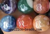 CAA5491 15 inches 8mm faceted round AB-color banded agate beads