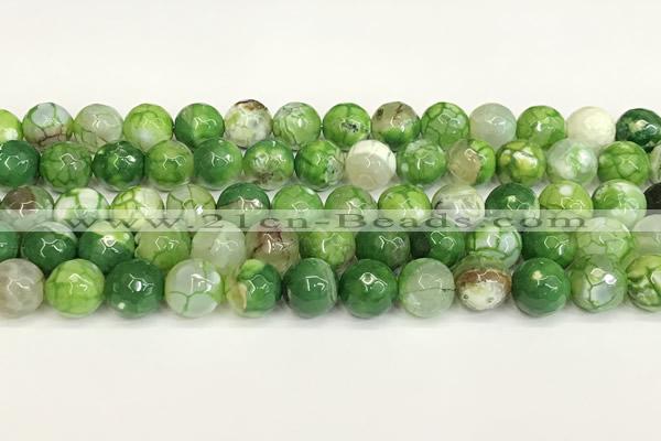 CAA5527 15 inches 10mm faceted round fire crackle agate beads