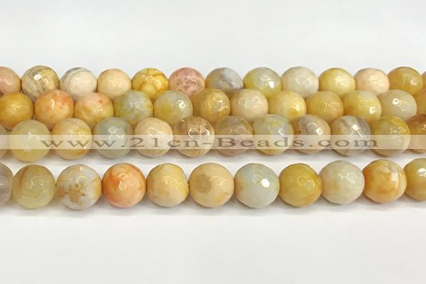 CAA5543 15 inches 12mm faceted round fire crackle agate beads