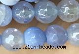 CAA5550 15 inches 6mm faceted round AB-color banded agate beads