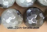 CAA5564 15 inches 10mm faceted round AB-color banded agate beads