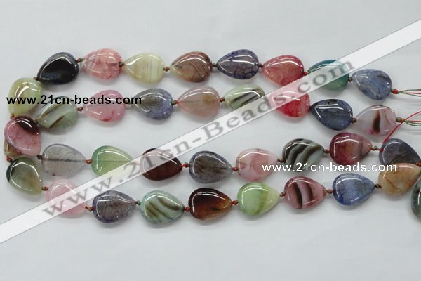 CAA557 15.5 inches 15*20mm flat teardrop dyed madagascar agate beads