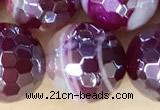 CAA5588 15 inches 10mm faceted round AB-color banded agate beads