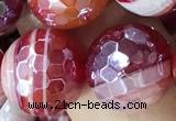 CAA5593 15 inches 12mm faceted round AB-color banded agate beads