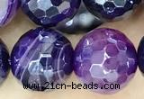 CAA5596 15 inches 10mm faceted round AB-color banded agate beads
