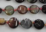 CAA560 15.5 inches 12mm faceted flat round dragon veins agate beads