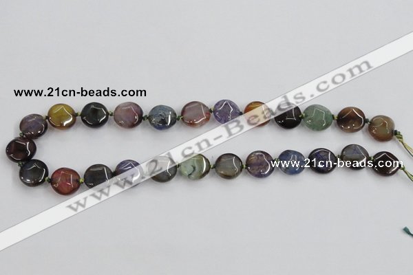 CAA561 15.5 inches 14mm faceted flat round dragon veins agate beads