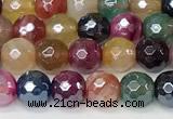 CAA5610 15 inches 6mm faceted round AB-color banded agate beads