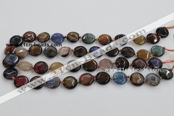 CAA562 15.5 inches 18mm faceted flat round dragon veins agate beads