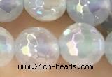 CAA5621 15 inches 8mm faceted round AB-color white agate beads