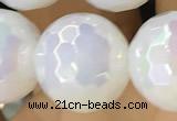 CAA5623 15 inches 12mm faceted round AB-color white agate beads