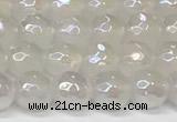 CAA5630 15 inches 6mm faceted round AB-color white agate beads