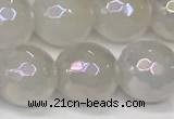 CAA5632 15 inches 10mm faceted round AB-color white agate beads